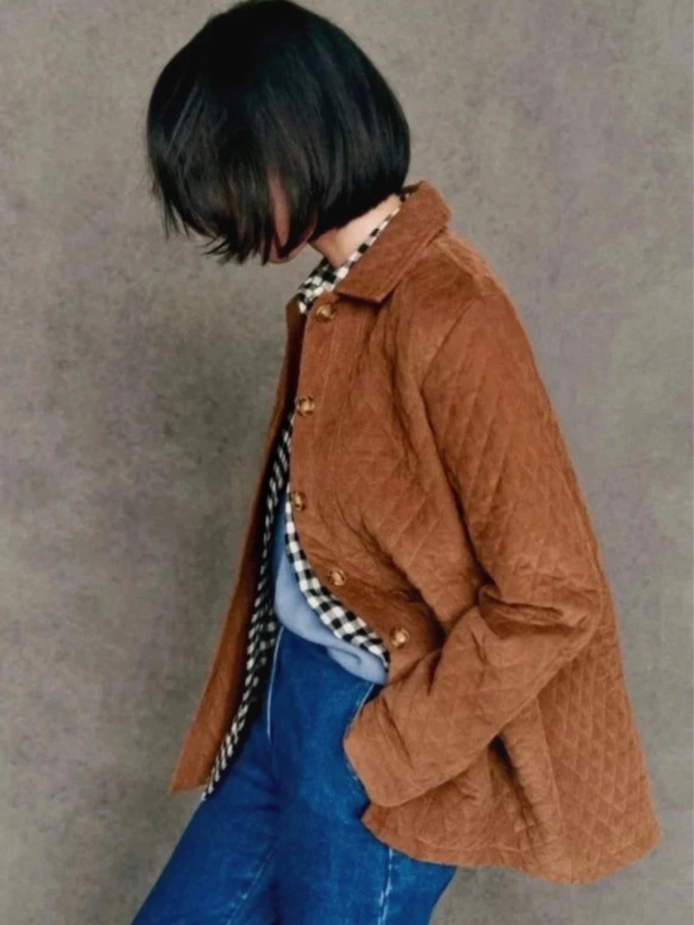 Sezane Brown Quilted Button-Front Jacket - Picture 4 of 5